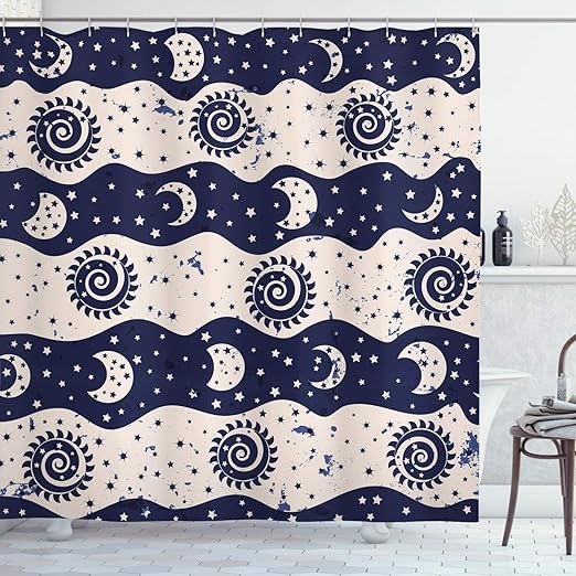 Amazon Com Ambesonne Sun And Moon Shower Curtain By Wavy Color