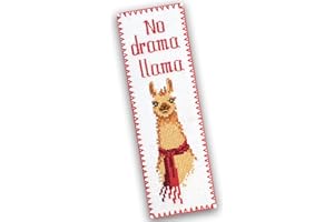 Povitrulya Counted Cross Stitch Kit for Adults or Kids “No Drama Llama“ | Funny Hand Embroidery Bookmark Kits | Mother's Day Gift for Mom or Grandma