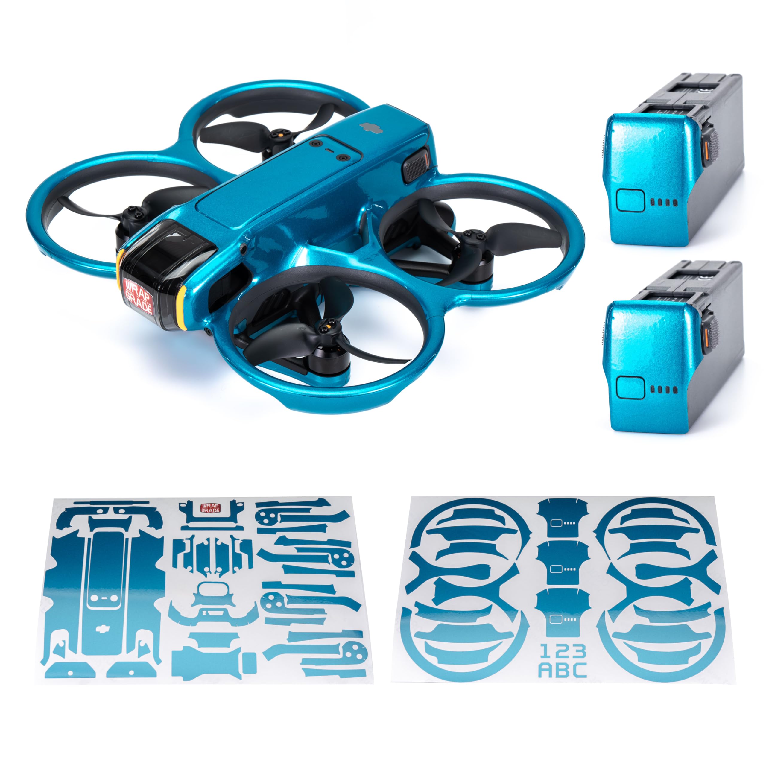 WRAPGRADE Skin Stickers Compatible with DJI Avata 2 (Caribbean Blue)