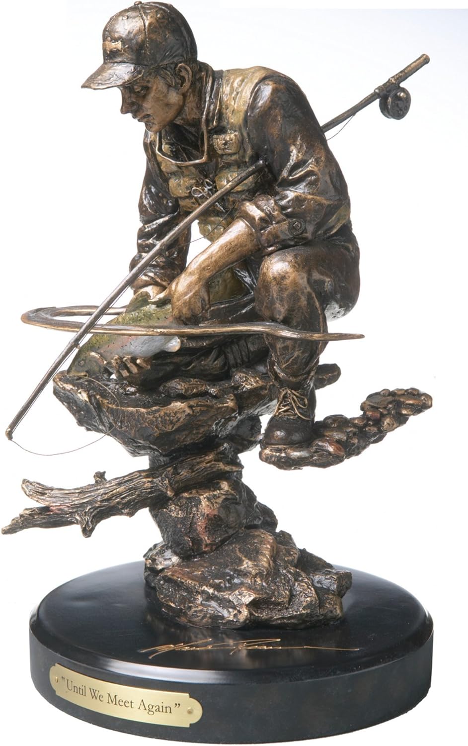 Marc Pierce Until We Meet Again FlyFishing Bronze Sculpture by Big Sky