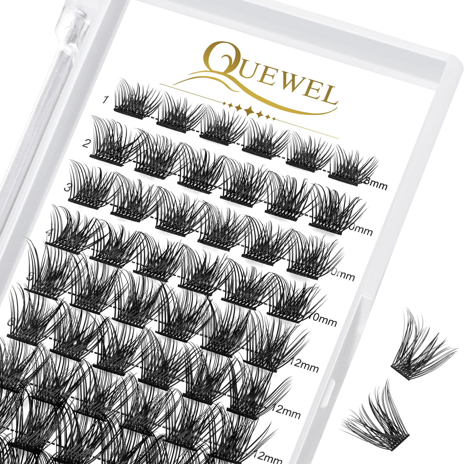 Cluster Lashes QUEWEL 72 Pcs DIY Cluster Eyelash Extension, Soft Individual Eyelashes D Curl Eyelash Clusters MIX8-16mm Length Lightweight For Personal Makeup Use At Home(QU10-D-MIX8-16) — image 1