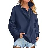 ANRABESS Womens Oversized Sweatshirt Long Sleeve Henley Pullover Tops 2026 Spring Casual Button Loose Fit Teens Outfits