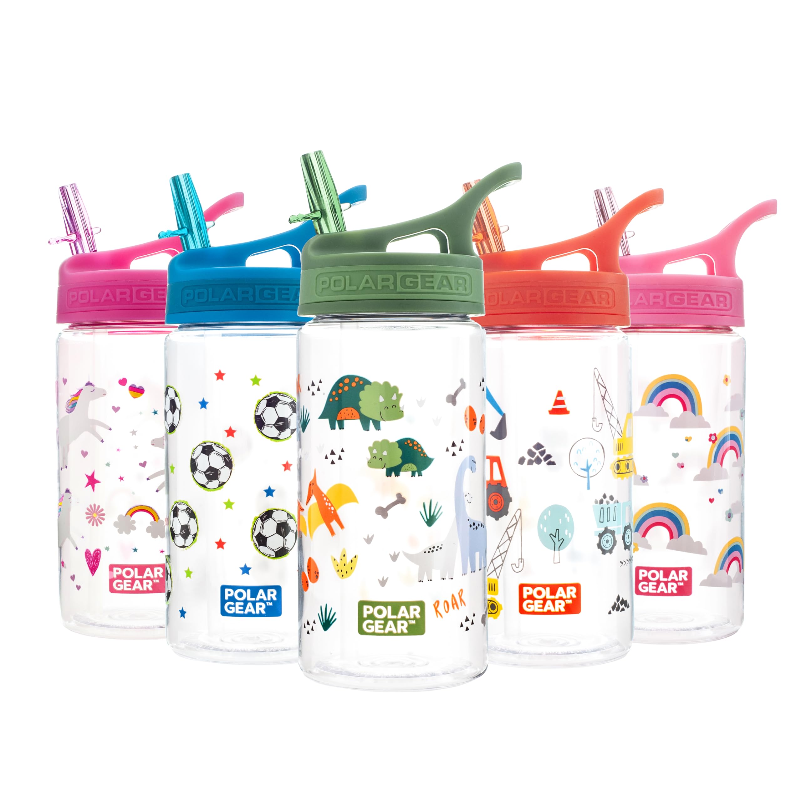 Polar Gear Kids Water Bottles with Straw - 400ml BPA Free Toddler Water Bottle With Straw - 100% Leakproof Kids Drink Bottle with Carry Handle - School Water Bottle - Dinosaur - 36+ months