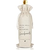 Pregnancy Announcement Wine Bag, Pairs Well with Becoming Grandparent, Im Pregnant Announcement, Pregnancy Announcements for Grandparents Aunt Parents New Mom Dad, Reusable Burlap Wine Bag (A32)