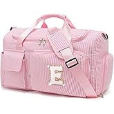 HuiLeo Kids Travel Duffle Bag Dance Bag Gifts for Girls Initial Gym Bag with Shoes Compartment for Women Lightweight Weekender Bags Pink-E