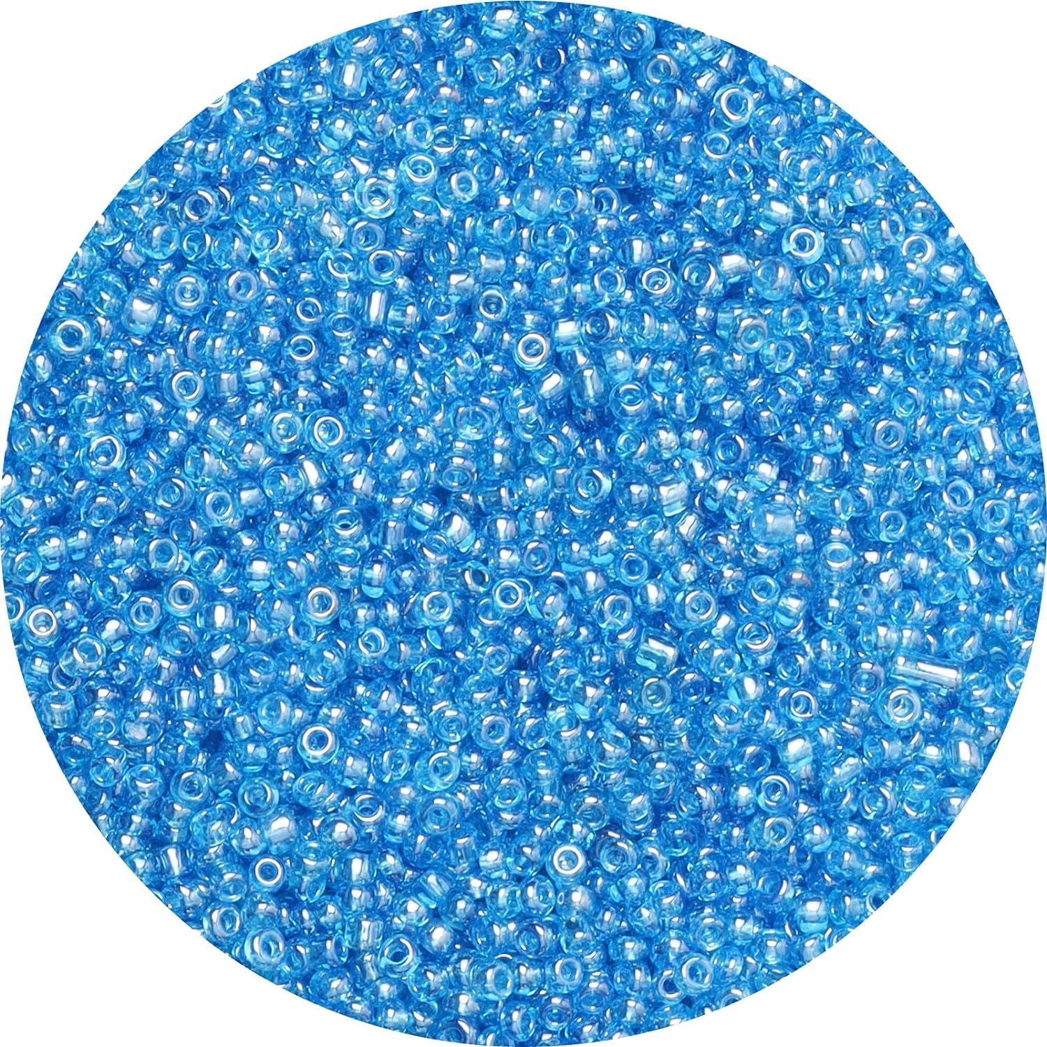 2000PCS 4mm Transparent Blue Seed Beads for Jewelry Making, Small Craft Glass Beads for Bracelet Making,DIY Necklace Earring Keychain and Crafting