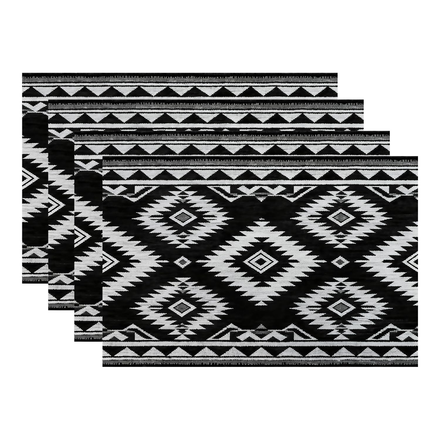 Photo 1 of Batmerry Tribal Black and White Placemats,Modern Aztec Washable Linen Table Mats for Kitchen Table Double Insulation Decor Dining Set Indoor Outdoor 12X18 in Set of 4