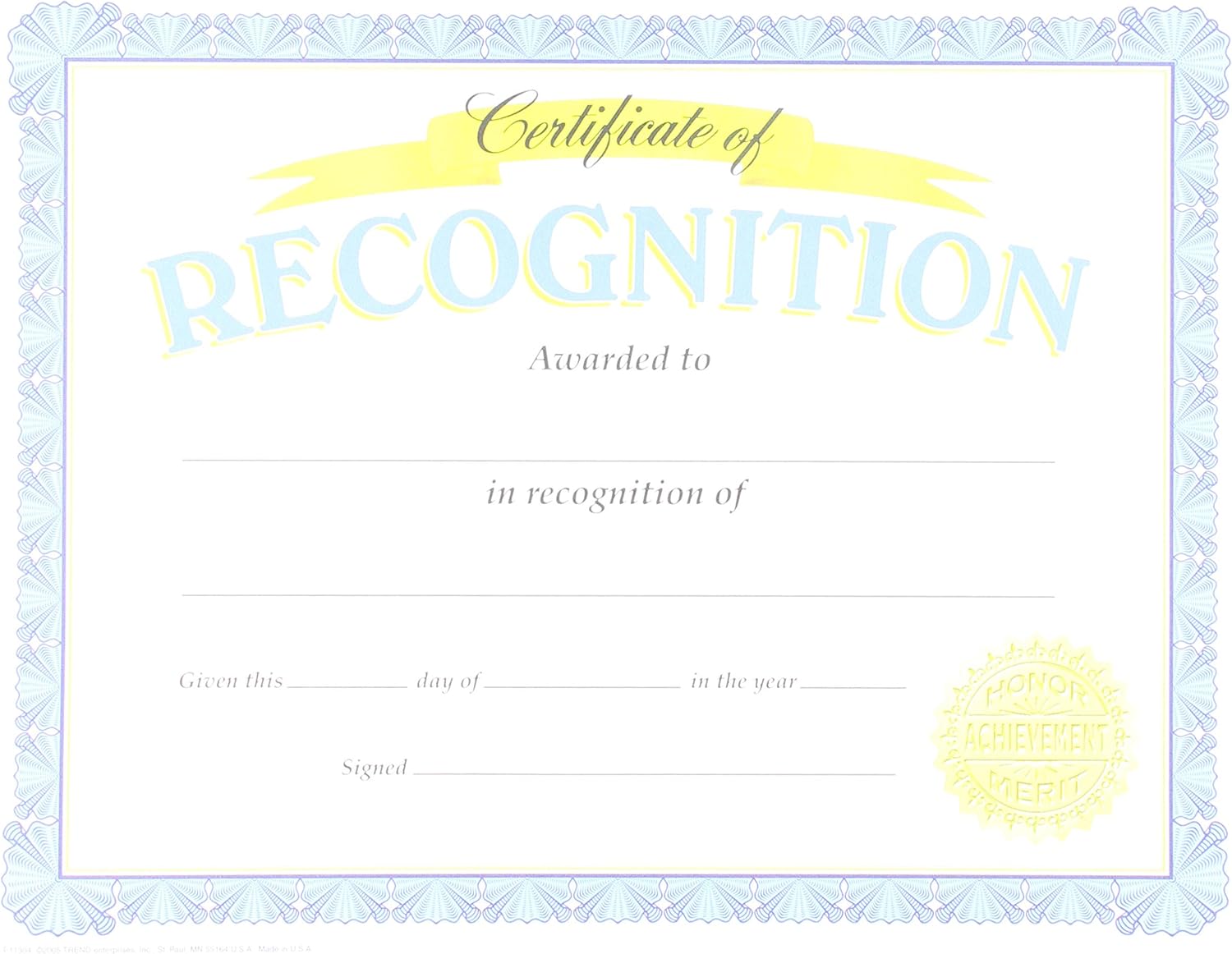 TREND enterprises, Inc. Certificate of Recognition Classic Certificates, 30 ct