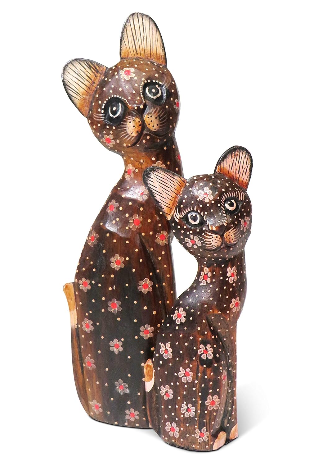 Coppia Di Gatti Verniciato 29 Cm E Cm Di Altezza Namaste Gatto In Legno Intagliato A Mano Regalo Commercio Equo E Solidale Casa E Cucina Soprammobili