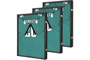 Odjaraye Jersey Frame Display Case 3 Pack Large Sports Jersey Display Case, Lockable Shadow Box with UV Protection for Football, Baseball, Basketball, Hockey, Soccer, T-Shirt, Black