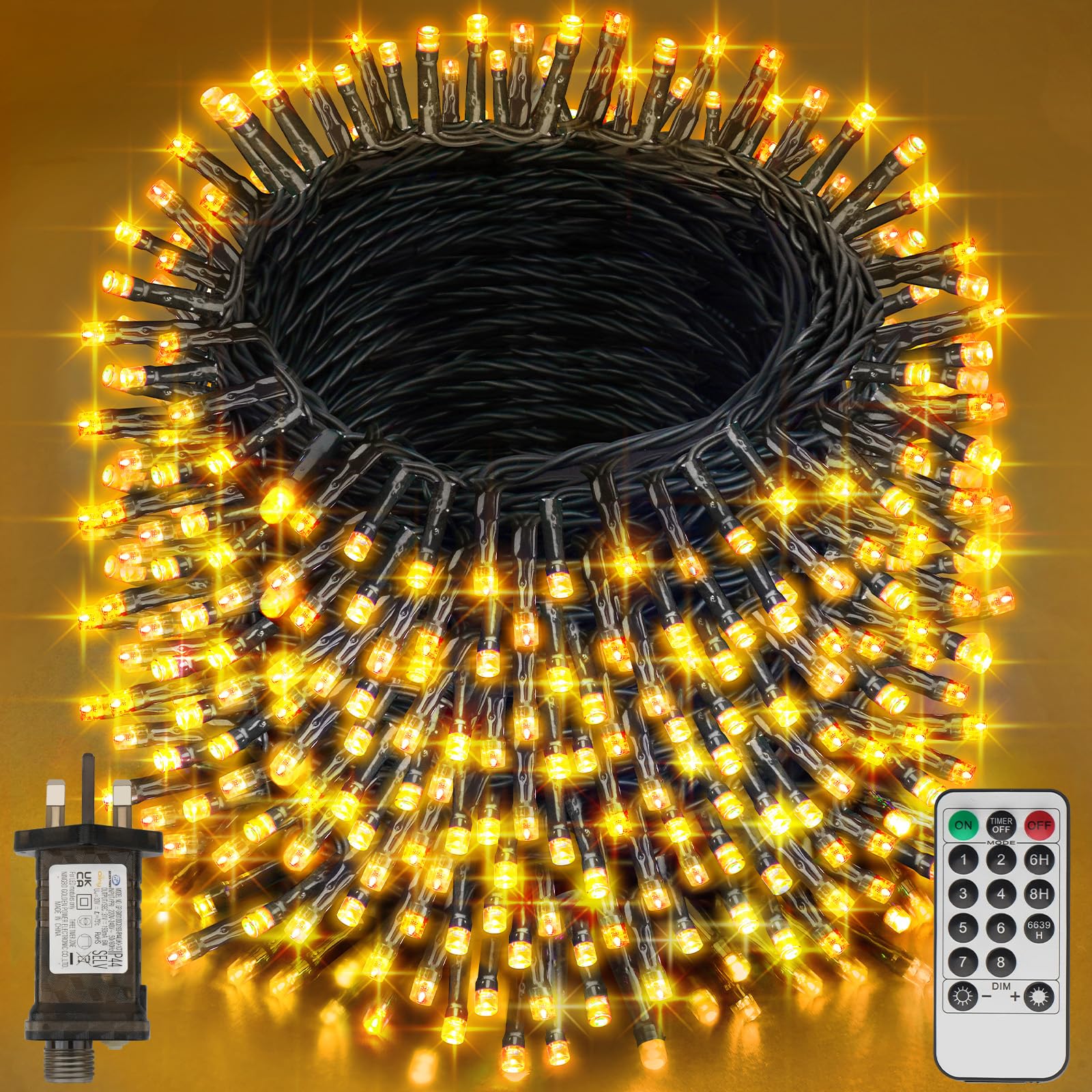Realky Fairy Lights Plug in, 800 LED 101M/331.4FT Waterproof Outdoor String Lights Mains Powered with 8 Modes/Remote Control, Christmas Lights for Outside Indoor Garden Bedroom Decorations(Warm White)
