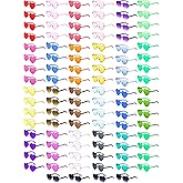 100 Pairs Heart Sunglasses for Women Rimless Transparent Heart Shaped Glasses Valentine Fashion Lady for Party Favors