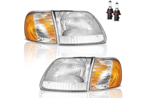 WEELMOTO Headlights Assembly for 1997-2003 F150 / 1997-2002 Ford Expedition / 1998-1999 F250, Headlamp+Corner Parking Turn Signal Marker Light Does NOT fit models produced before July 1996