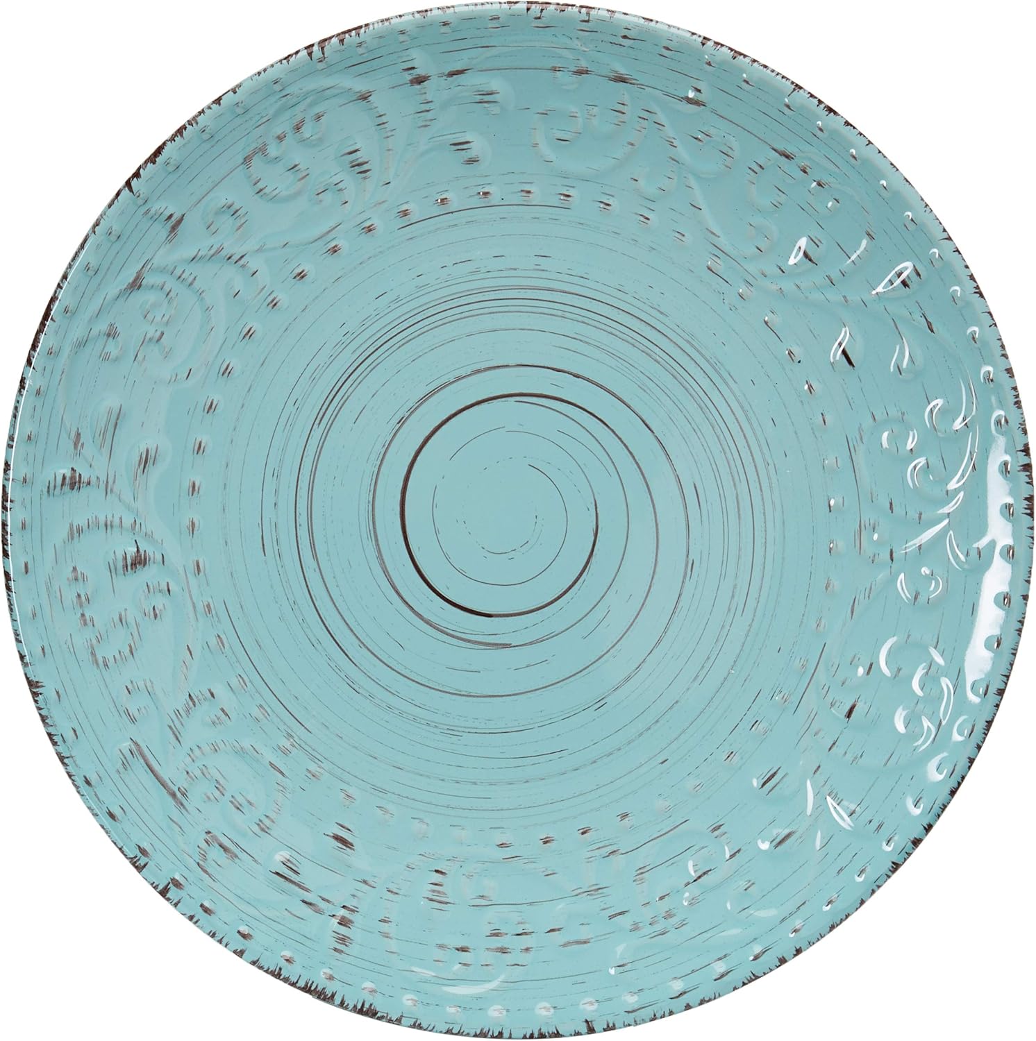  | Elama Embossed Stoneware Ocean Dinnerware Dish Set, 16 Piece, Turquoise: Dinnerware Sets