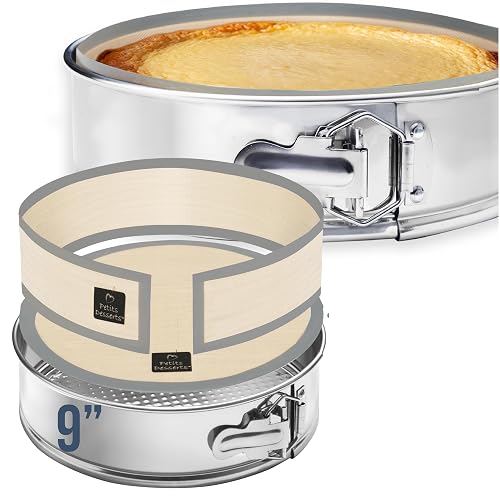 9 In Springform Pan STAINLESS STEEL Springform Pan 9 Inch, with 2 REUSABLE NON-STICK Liners ...