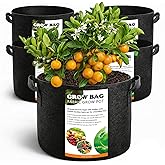 COKIELE 5 Pack 15 Gallon Grow Bags, Thickened Aeration Nonwoven Fabric Planting Bags with Handles, Heavy Duty 300G Garden Planter Bag for Tomato, Potato, Strawberry, Vegetable, Fruits and Flowers
