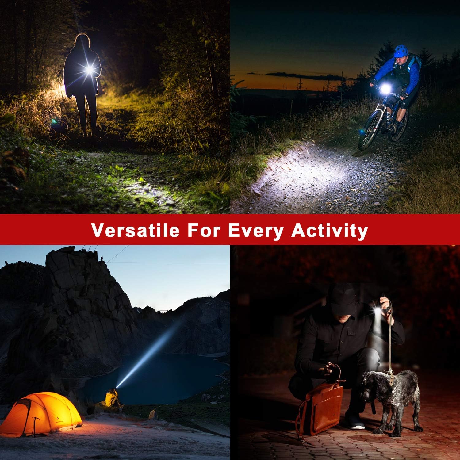 LETMY LED Tactical Flashlight, Ultra Bright 2000 Lumen XML T6 LED Flashlights With 5 Modes, Zoomable and Water Resistant for Camping Biking Hiking Home Emergency, 2 Pack - - 