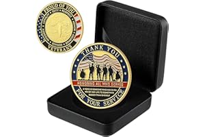 LULUCIRCLE Challenge Coin, Thank You for Your Service, Veteran Challenge Coins, Coins for Collectors, Military Commemorative Coin with Display Box, Veteran Gifts