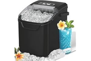 Ice Maker Countertop, 2 Sizes 8 Bullet Ice Cubes in 6 Mins, 22lbs/24Hrs, Self Cleaning Pebble Ice Machine with Scoop, Small P