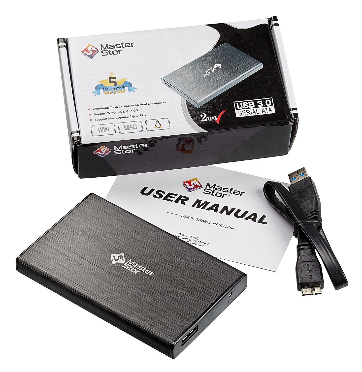 MasterStor 320 GB One Touch Backup Portable Hard Drive USB 3.0 SATA Super-Fast 2.5 inch Hard Drive for Laptop External Hard Disk Drive Black