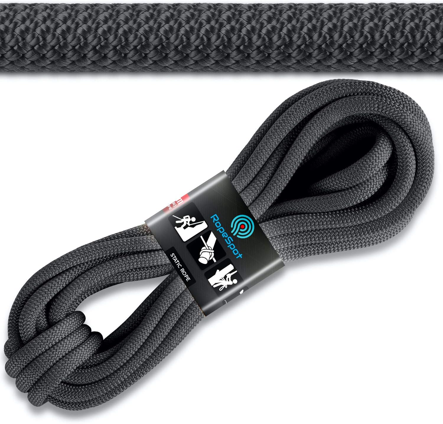 Powerful Static Rock Climbing Rope (Black, 96) : Sports & Outdoors