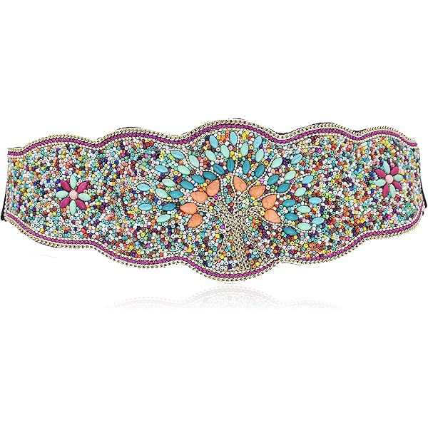 FASUND Bohemian Women Elastic Waist Belt Ethnic Beaded  display picture 3