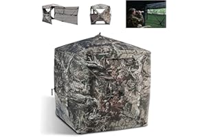 FLISSA Hunting Blind See-Through with Full-Opening Door, 2-3 & 3-4Ground Camouflage Tent, 270 Degree, Portable and Durable 300D Reinforced Blind for Turkey, Deer, and Bear Hunting