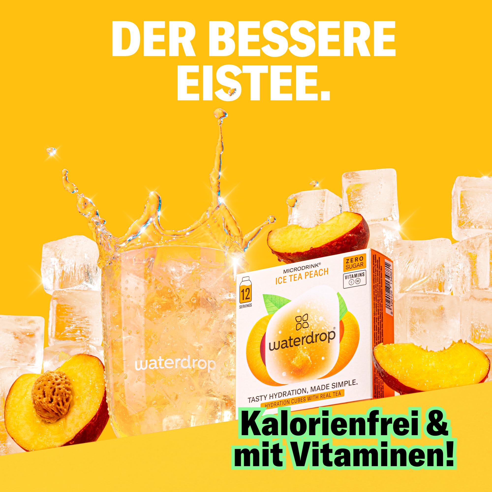 waterdrop® Eistee Mix - 36 Drops Pfirsich, Zitrone & Himbeere - zuckerfreier Durstlöscher & Alternative zu Sirup und Getränkepulver - Ice Tea mit Vitaminen & Schwarzem Tee für Wasser mit Geschmack 3