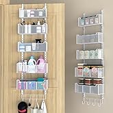 VyGrow Over The Door Organizer, Metal Door Organizer Hanging with 5 Adjustable Baskets and Coat Hook, Behind The Door Storage
