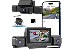 JANFIR 4-Channel 360° Dash cam Front and Rear FHD 1080P 180° Rotating Side-View Camera APP Control reversing Display Collision Detection Parking Monitoring Loop Recording | Suitable for sedans and SUVs