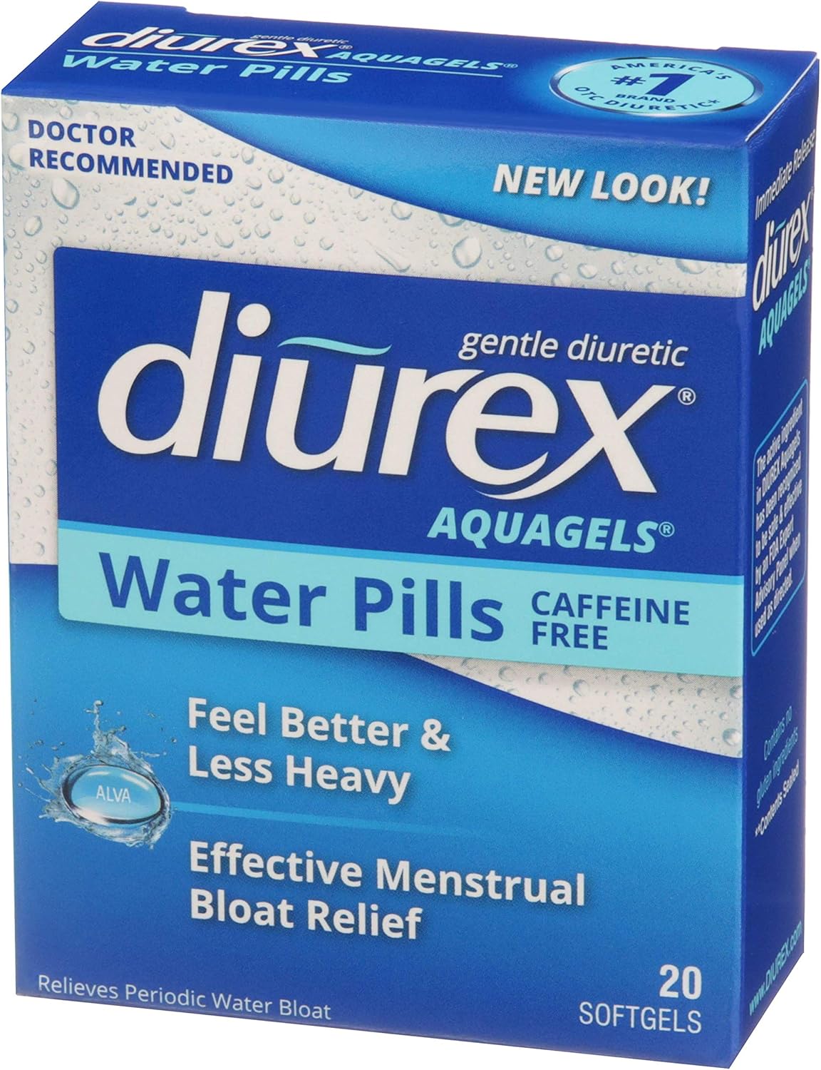 Diurex Aquagels - Caffeine Free Diuretic - Immediate Release - Relieve Water Bloat - 20 Count: Health & Personal Care