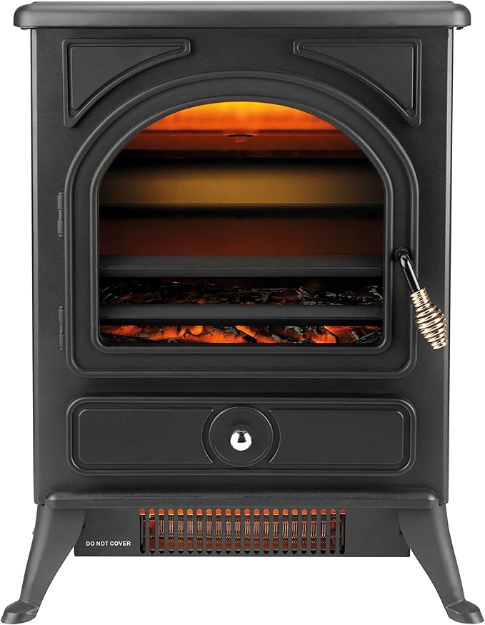 Beldray EH2921BQ Pescara 3D Flame Effect Electric Stove, 1800W, Black