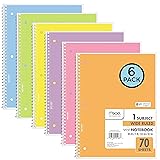 Mead Spiral Notebook, 6 Pack, 1 Subject, Wide Ruled