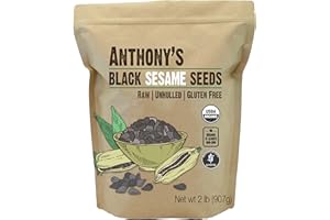 Anthony's Organic Black Sesame Seeds, 2 lb, Raw, Unhulled, Batch Tested & Verified Gluten Free, Keto Friendly