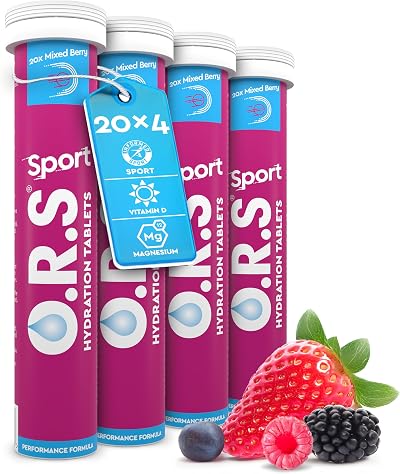O.R.S Sport Hydration Tablets Mixed Berry 4 Tubes Electrolyte Vitamins D Mg