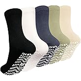 ZAKASA Non Slip Grip Socks - Non Skid Crew Grippy Socks for Men Women Anti Slip Grippers for Elderly Hospital Yoga Pilates
