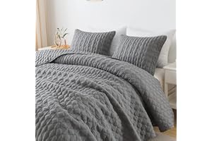 WDCOZY Dark Grey Quilt King Size Bedding Sets with Pillow Shams, Lightweight Soft Bedspread Coverlet, Quilted Blanket Thin Comforter Bed Cover, All Season Spring Summer, 3 Pieces, 104x90 inches
