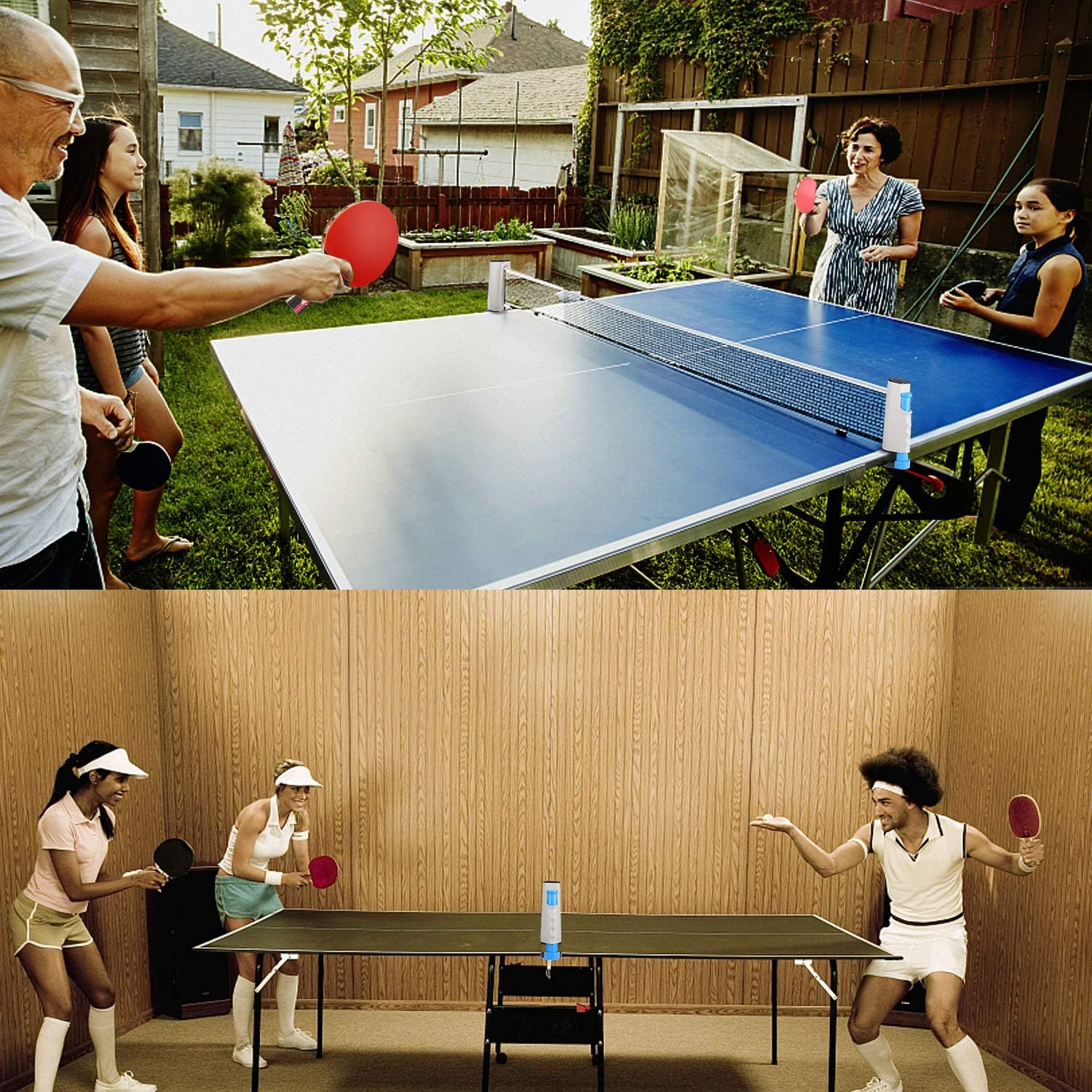 Fostoy Table Tennis Set, 4 Ping Pong Paddles with 8 Table Tennis Balls and Retractable Ping Pong Net, Ideal Indoor and Outdoor Ping Pong Sets, Perfect for Professional and Recreational Games (Red) : Sports & Outdoors