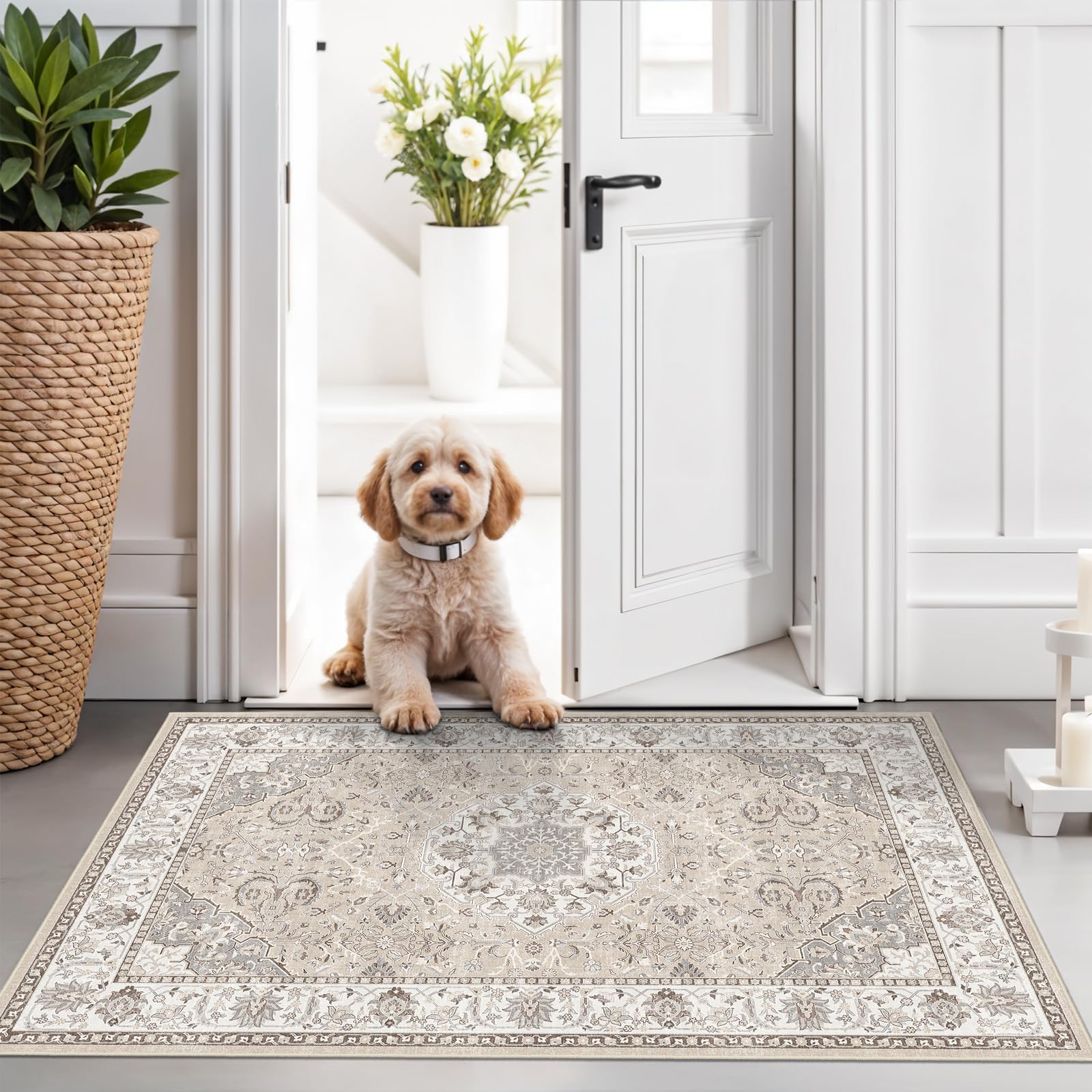 Washable Kitchen Rug Set of 3: Boho Non-slip Soft