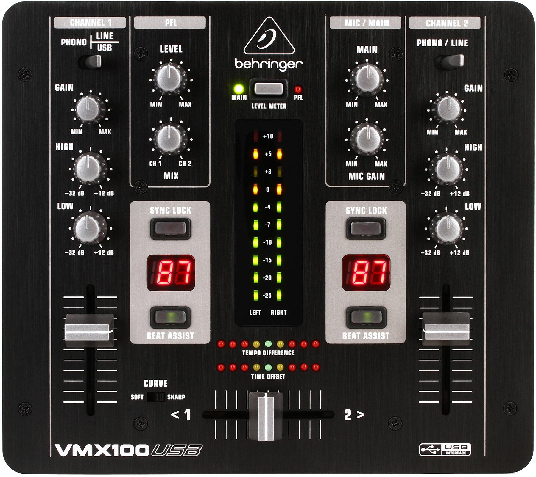 Photo 1 of Behringer Pro Mixer VMX100USB Professional 2-Channel DJ Mixer with USB/Audio Interface