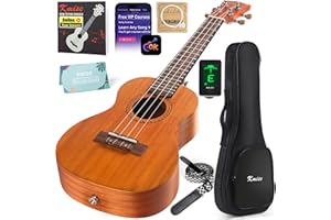 Kmise Professional Ukulele for Adult Beginner, Free Online Lesson 23 inch Concert Mahogany Ukelele with Kids Ukele Bundle Starter Kit Gig Bag Case, Strap, Tuner, Nylon Strings, Book, Uke Gift Choice
