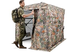 TYRSEN Hunting Blind with Magnetic Full Open Large Door & Silent Windows, 270°/360° See Through Pop Up Ground Blind for 2-3/3