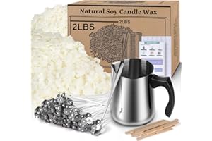 HACCAH Soy Wax Candle Making Kit Supplies, Natural Candle Wax For Candle Making, DIY Art&Crafts Kit for Adults,Beginner,Kids, Including 2lbs Soy Wax Flakes, 100 Candle Wick, 10 Centering Devices, Melting Pot