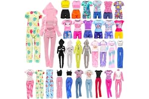 9 Set Doll Clothes for 11.5 Inch Dolls Including 1 Sport Wear Set 1 Pajama 7 Tops and Pants/Shorts Outfits for Dolls Fashion 