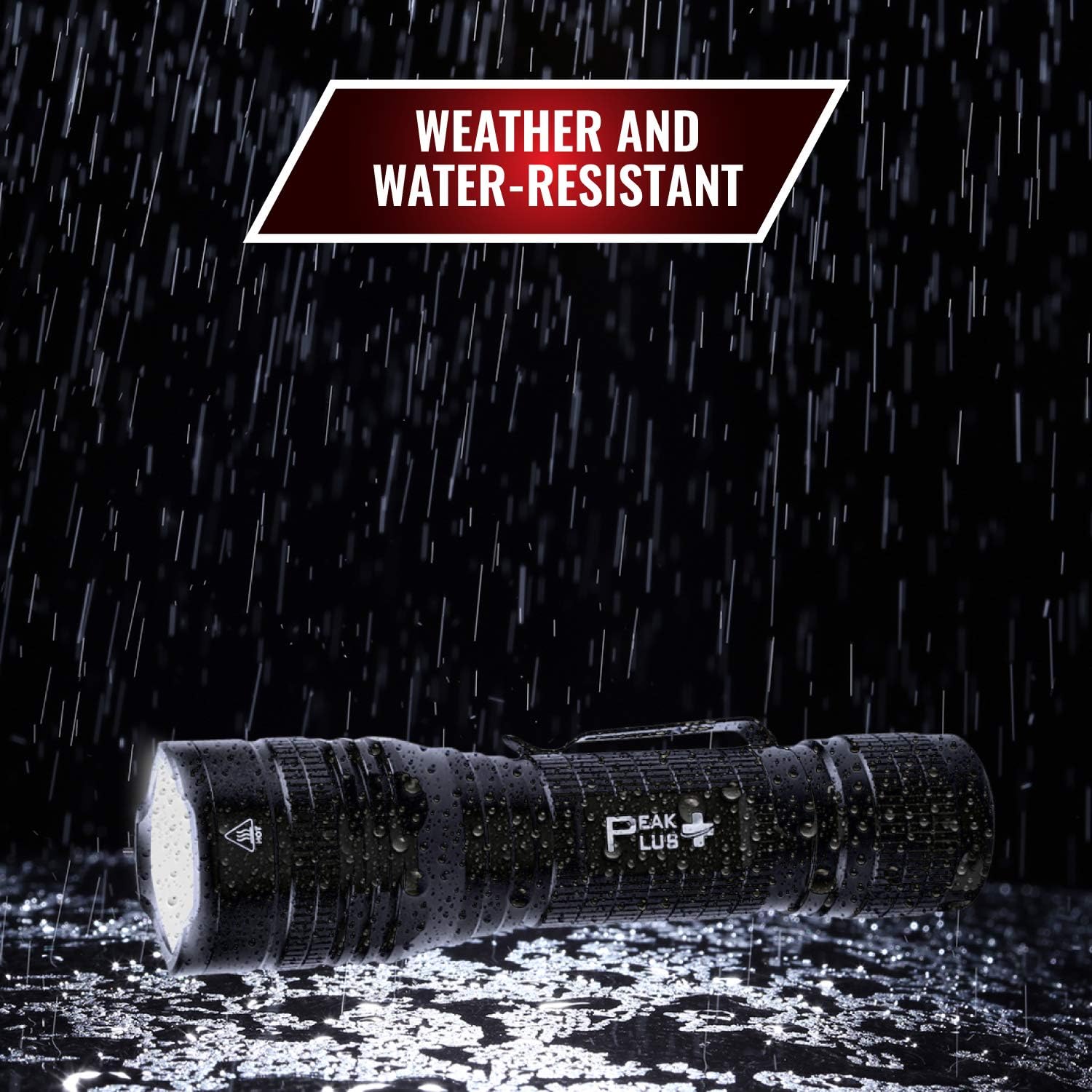 PeakPlus LED Tactical Flashlight PTAC1000 [2 PACK] - Single Mode, High Lumen, Zoomable, Water Resistant, Flash Light - Camping, Outdoor, Emergency, Everyday Flashlights with Clip - - 