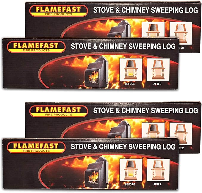 4 x Flamefast Stove & Chimney Sweeping Log Helps to Remove Soot