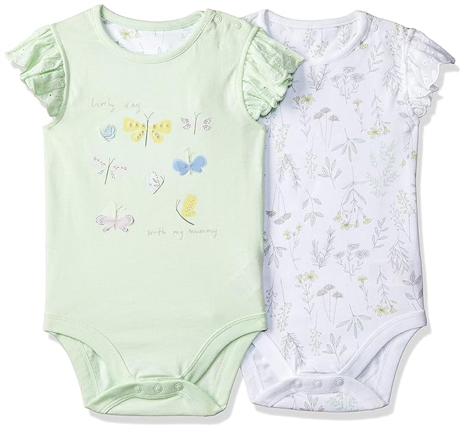 Baby Girls Cotton Bodysuit (Pack of 2)