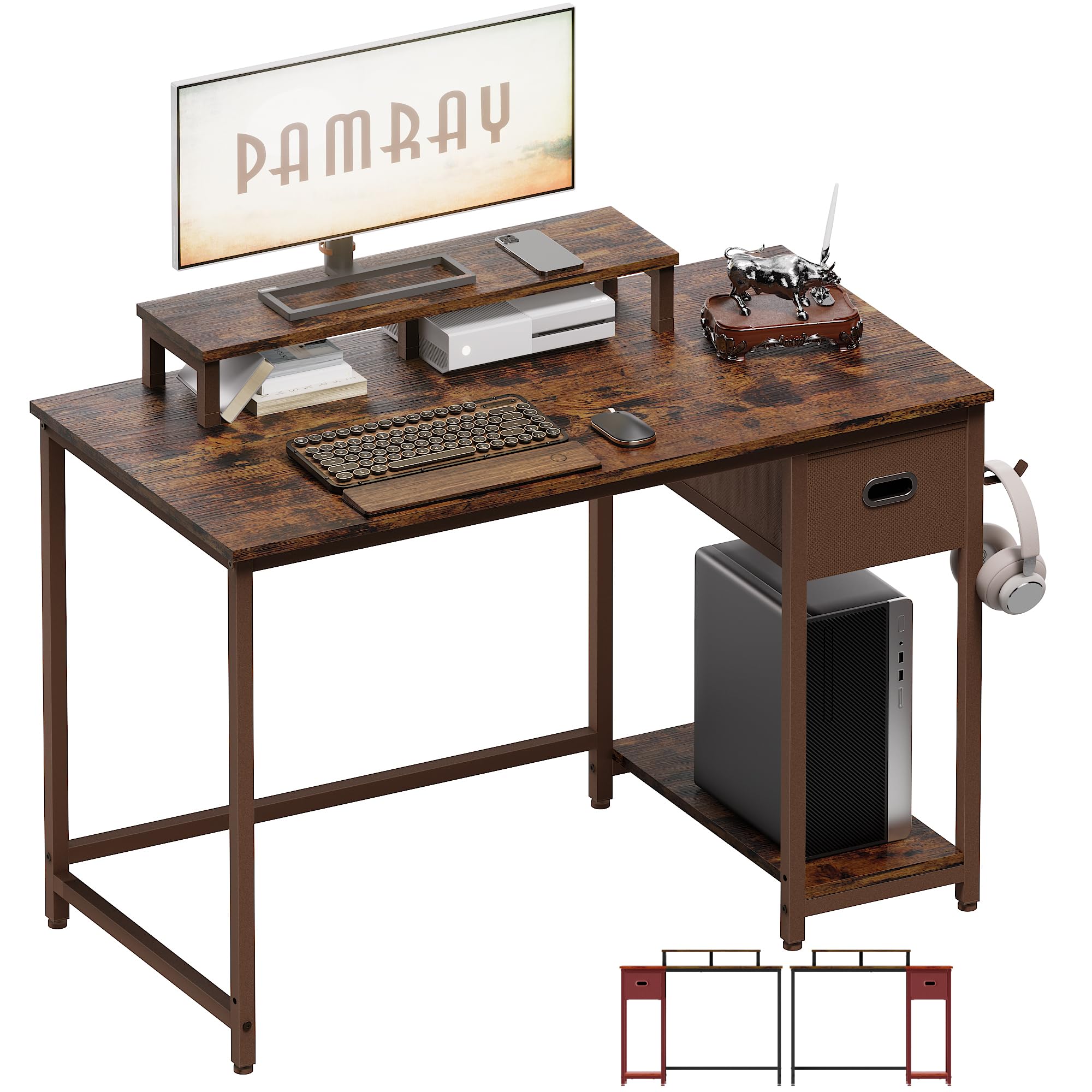 Photo 1 of *****************Missing pieces***********
Pamray 39 Inch Computer Desk with Monitor Stand Small Home Office Desks with Non-Woven Storage Drawer for Bedroom Study Table Writing and Work Desk Vintage,Brown Leg