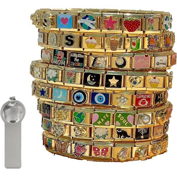 66 Assorted Italian Charms Bracelet Set With Starter & Tool - 9mm Enamel Charms - 1990s 2000s Style 3 thumbnail image