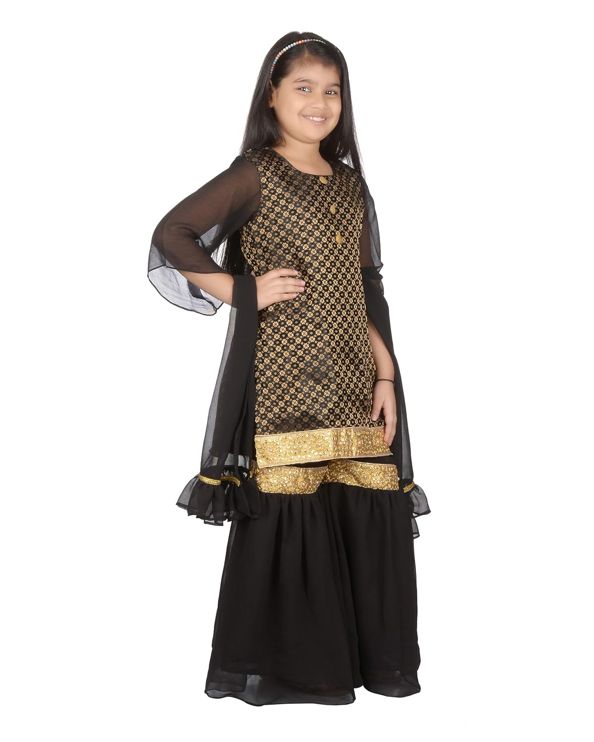 black and gold party attire